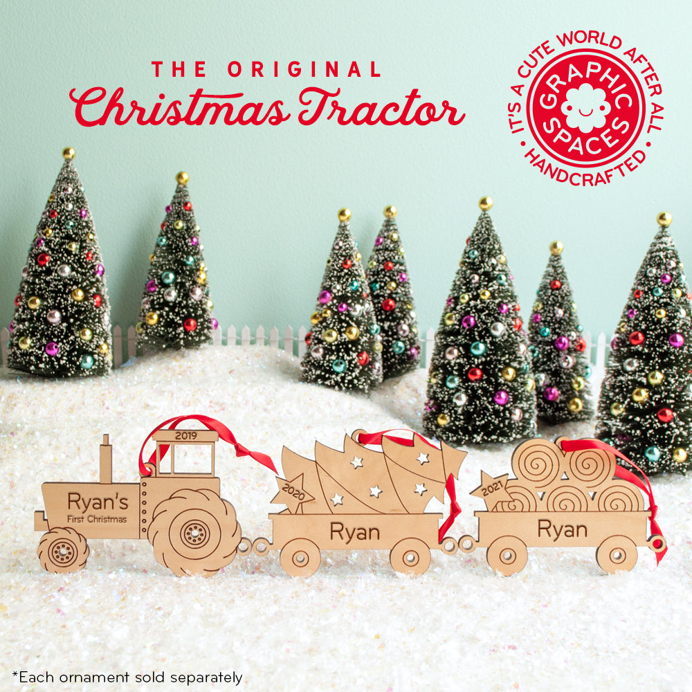 farm tractor and wagon series christmas ornaments personalized