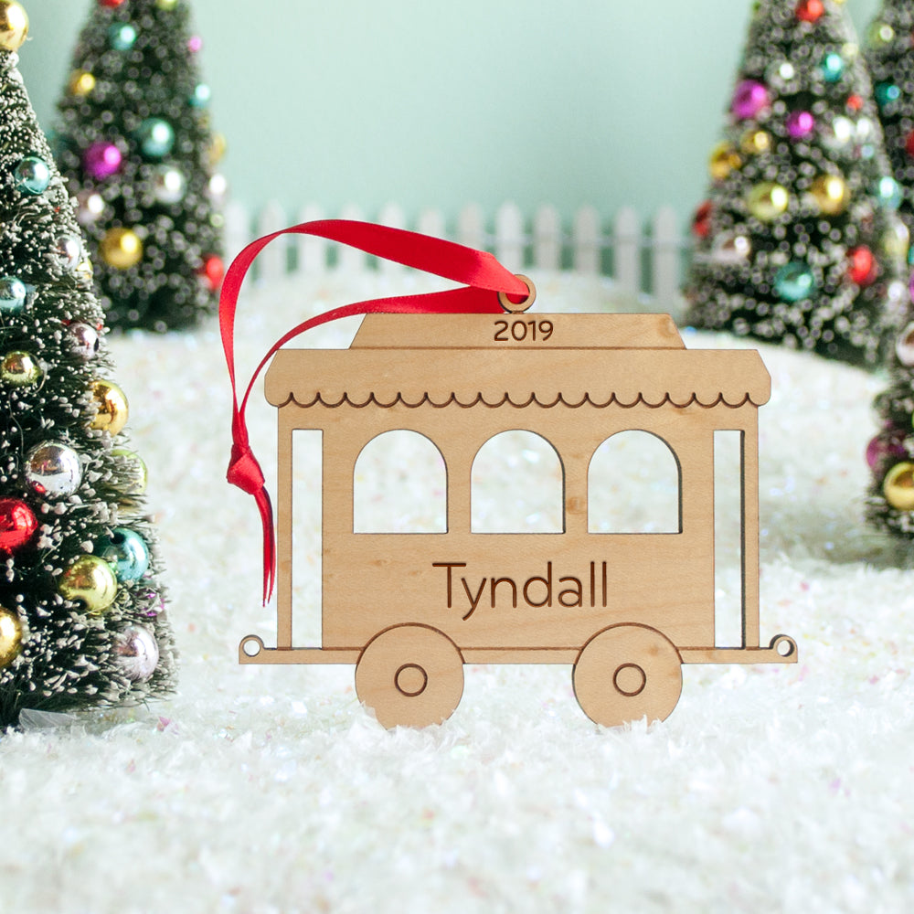 Train Wooden Christmas Ornament - Personalized Coach Car