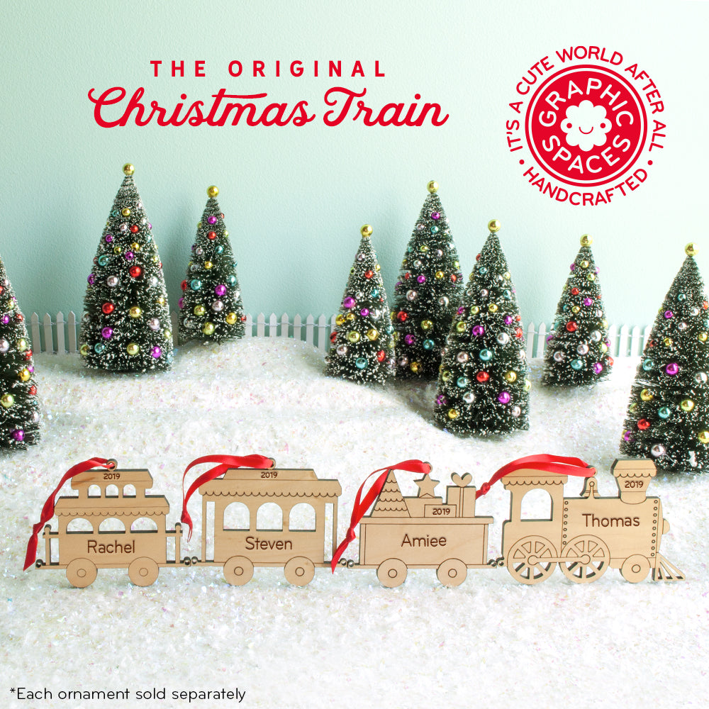 Train Wooden Christmas Ornament - Personalized Engine