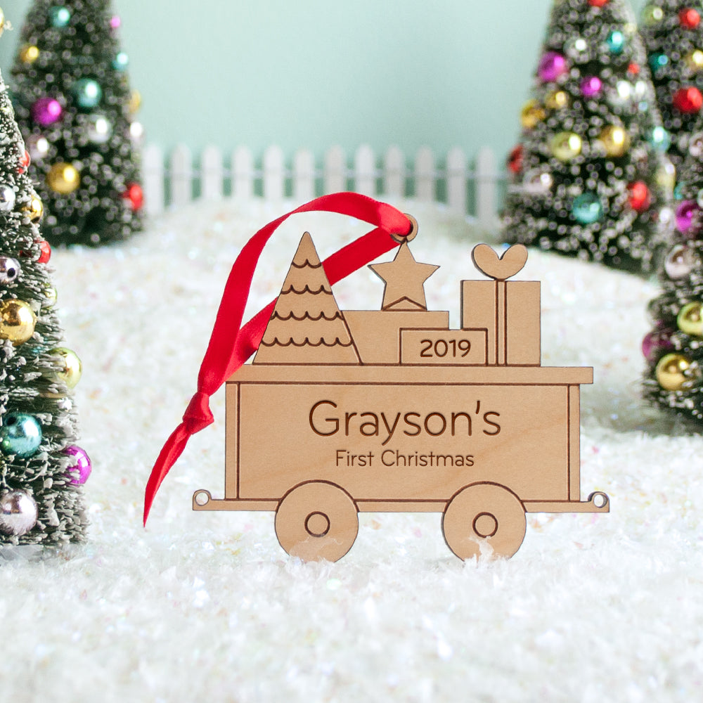 train christmas ornament personalized package car