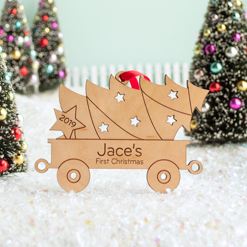 farm tractor tree wagon christmas ornament personalized