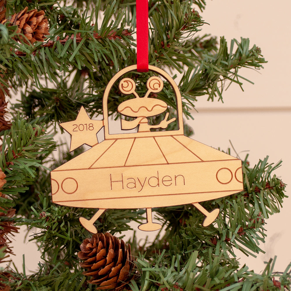 alien ufo christmas ornament personalized