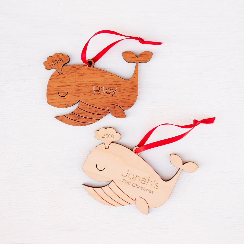 whale christmas ornament personalized