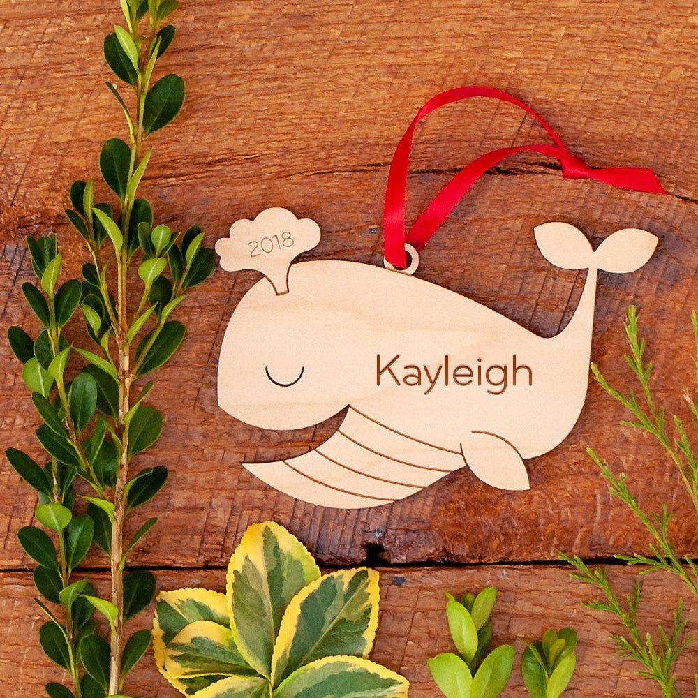 whale christmas ornament personalized