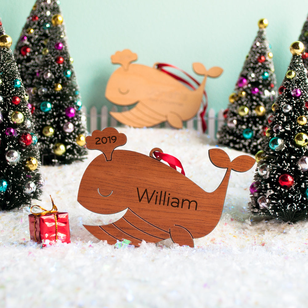 whale christmas ornament personalized