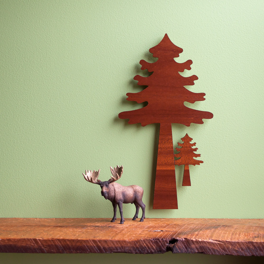 Woodland Pine Tree Wooden Wall Hanging